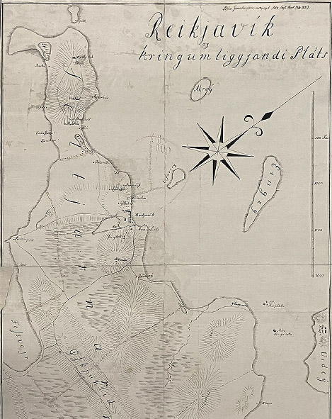 Reykjavík map and Njóla by Björn Gunnlaugsson